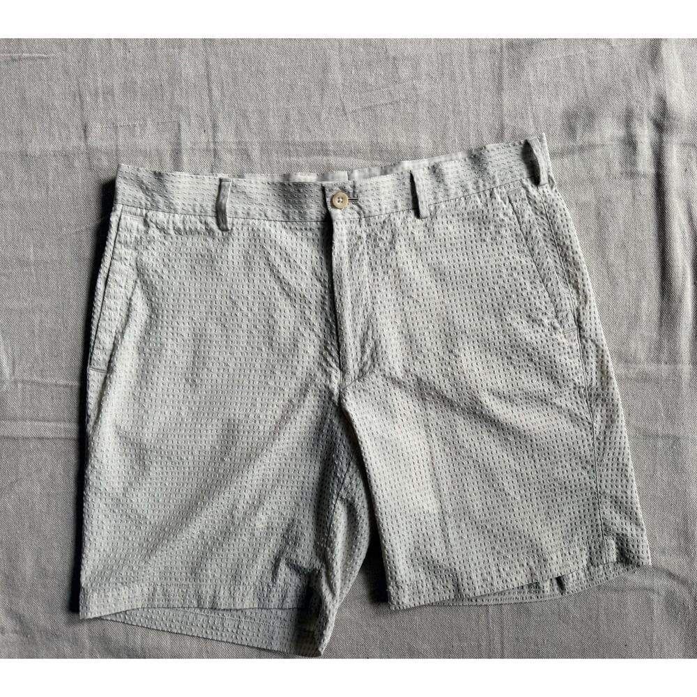 Peter Millar Apex Seersucker Performance Golf Shorts Men's 33 Cream Luxury